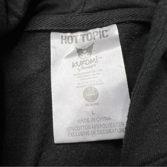 Hot Topic Sanrio Kuromi 3D Ears Pullover Hoodie in Black Pink White - Picture 6 of 8